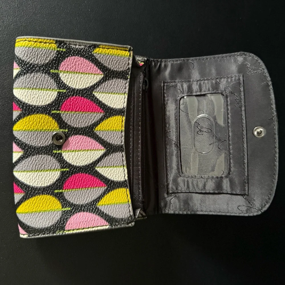 Vera Bradley Leaf Print Snap Billfold Wallet with Zip Coin Purse Coated Canvas - Picture 7 of 11